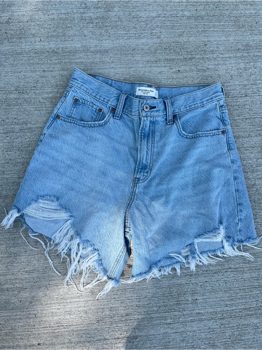 Abercrombie & Fitch Light Blue Frayed Denim Cutoff Shorts